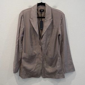 Monrow Dusk Oversize Blazer Linen Blend Tan Size Small NWT
